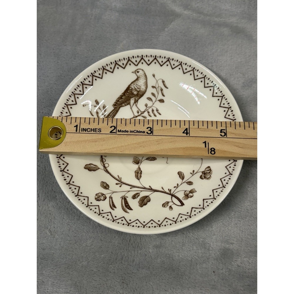 Wedgwood Williamsburg Aviary‎ Teacup Saucer Set Ivory Brown Birds England - Picture 10 of 14